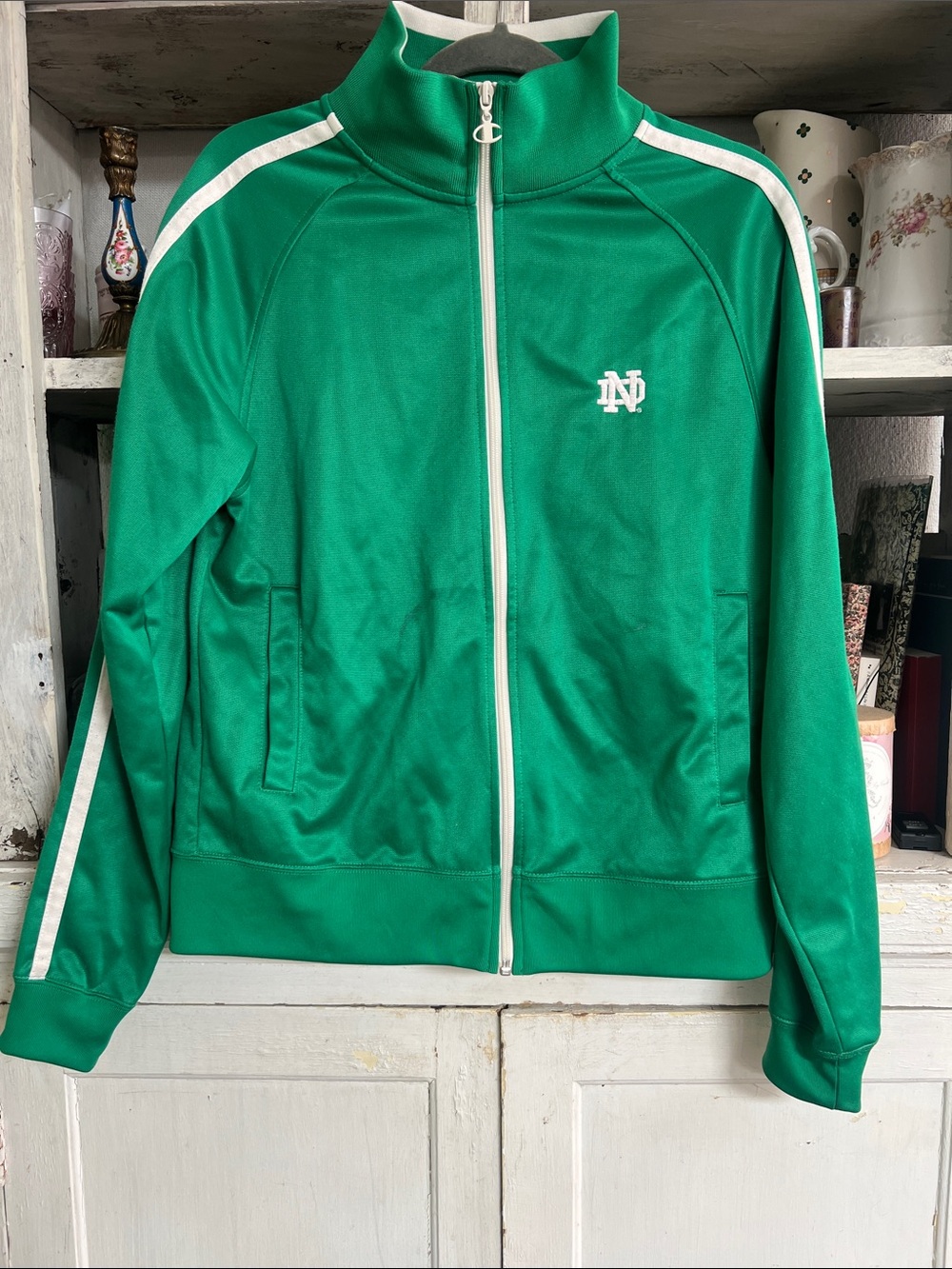 Vintage Champion Notre Dame Fighting Irish Track Jacket Full Zip Green Men’s M
